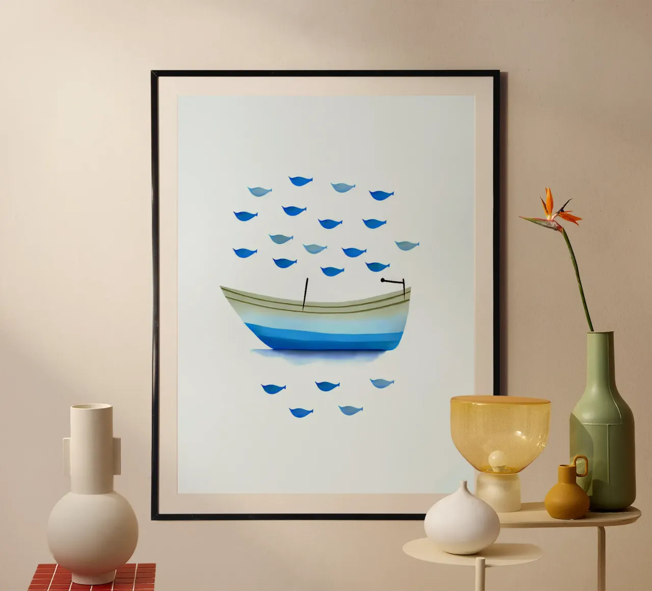 Barca pesce blu Vivaio poster da Lisa Becker