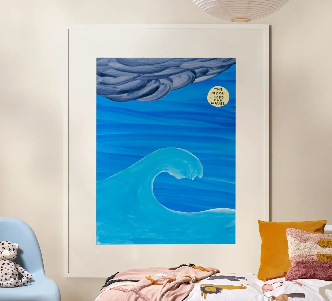 A la luna le gustan las olas poster con marco de madera de ushop god