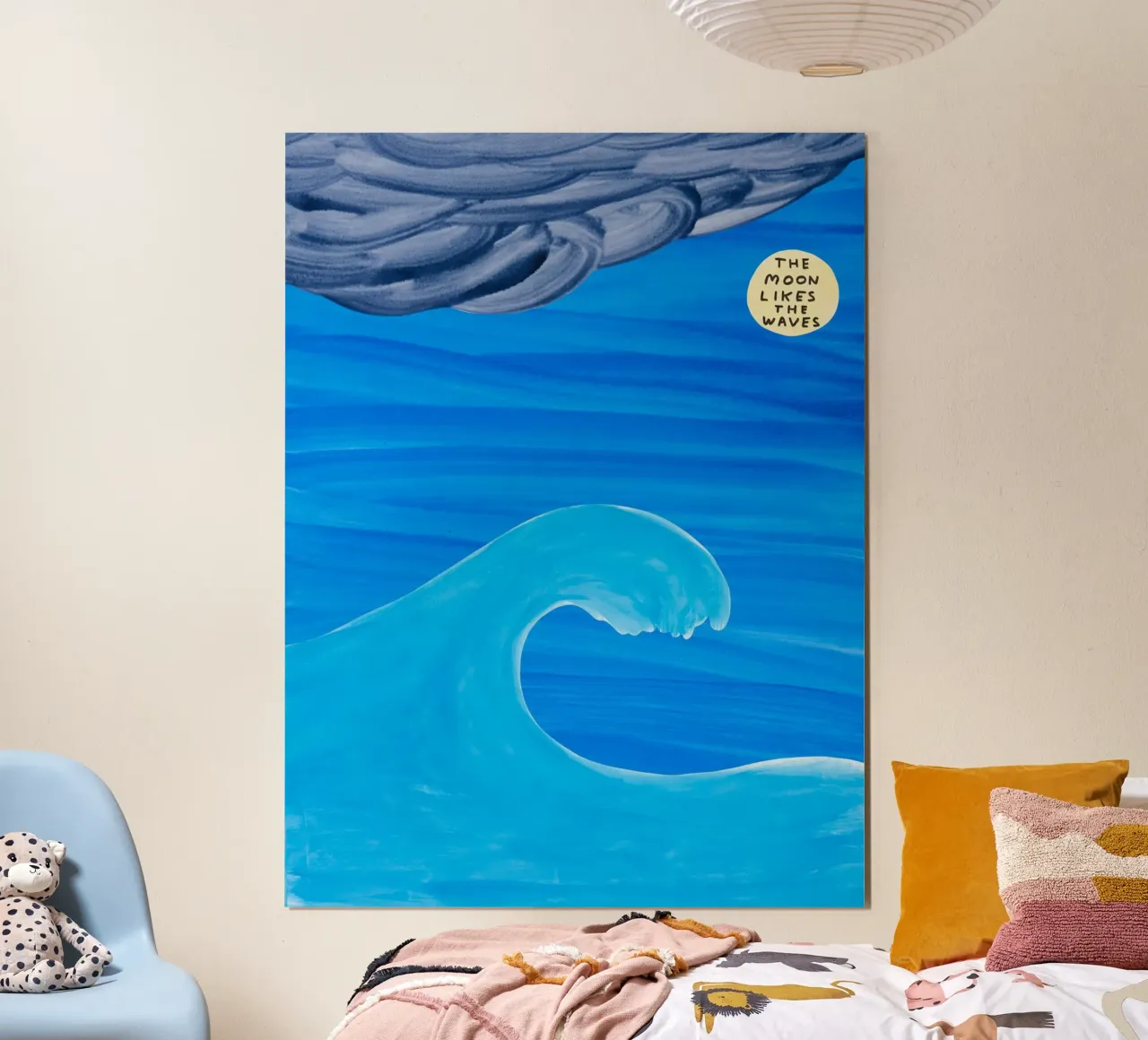 A la luna le gustan las olas poster con marco de madera de ushop god