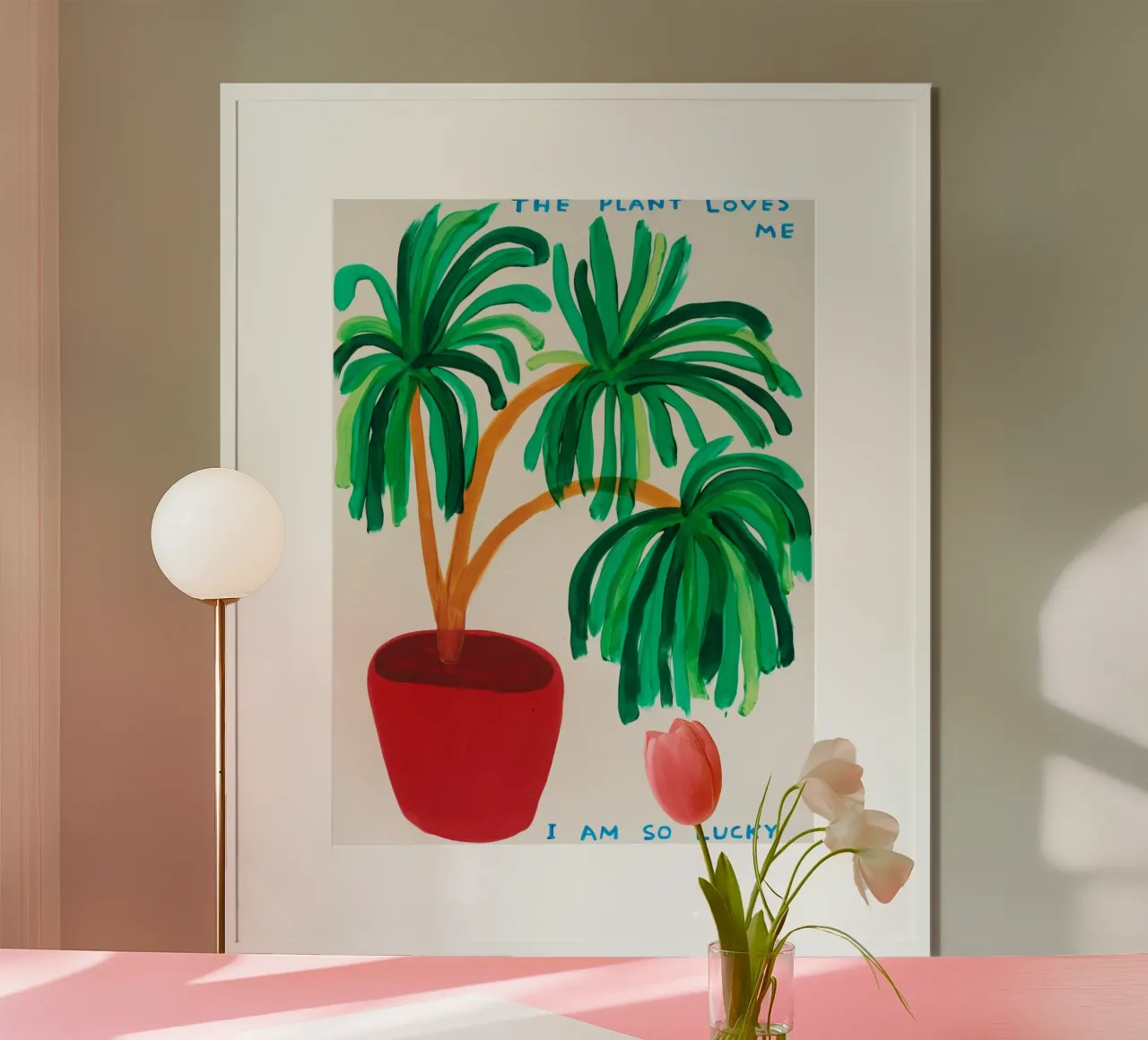 La pianta mi ama poster con telaio in legno da ushop god