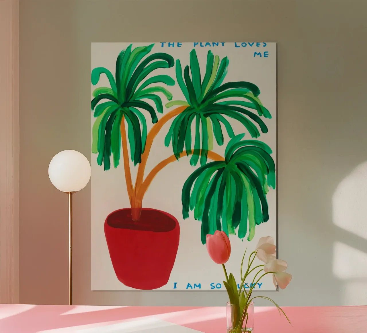 La pianta mi ama poster con telaio in legno da ushop god