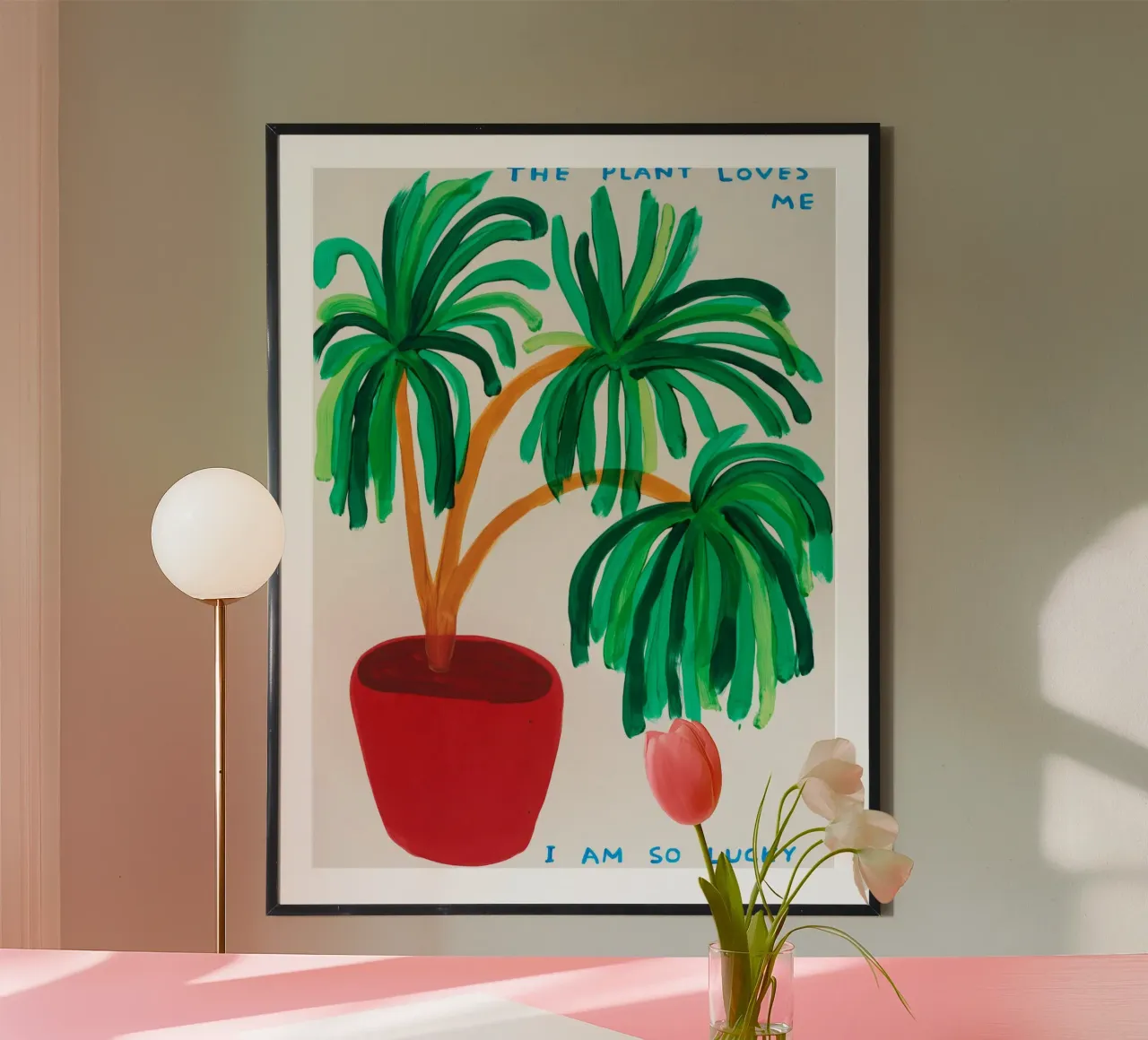 La pianta mi ama poster con telaio in legno da ushop god
