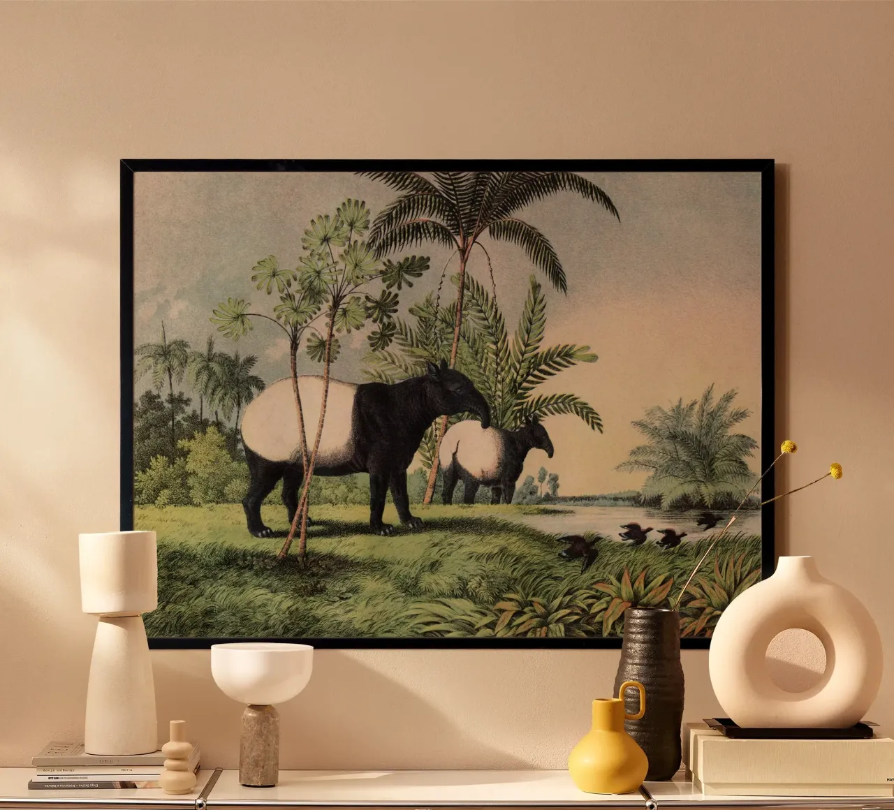 Vintage Kolb 1 Tafel 19 Tapir Indisch poster con telaio in legno da Vintage Print Collection