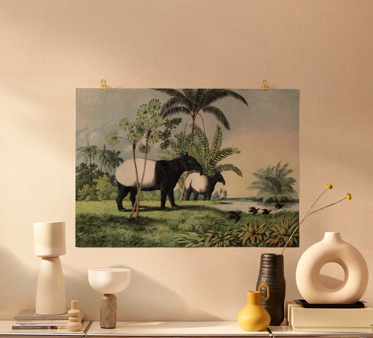 Vintage Kolb 1 Tafel 19 Tapir Indisch poster con telaio in legno da Vintage Print Collection