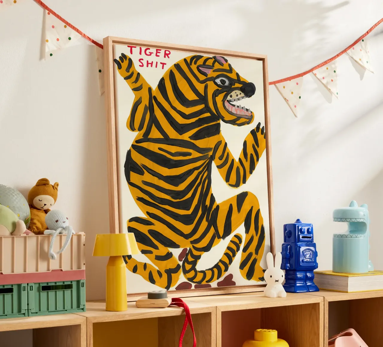 Tigre Mierda lienzo con Marco flotante de ushop god