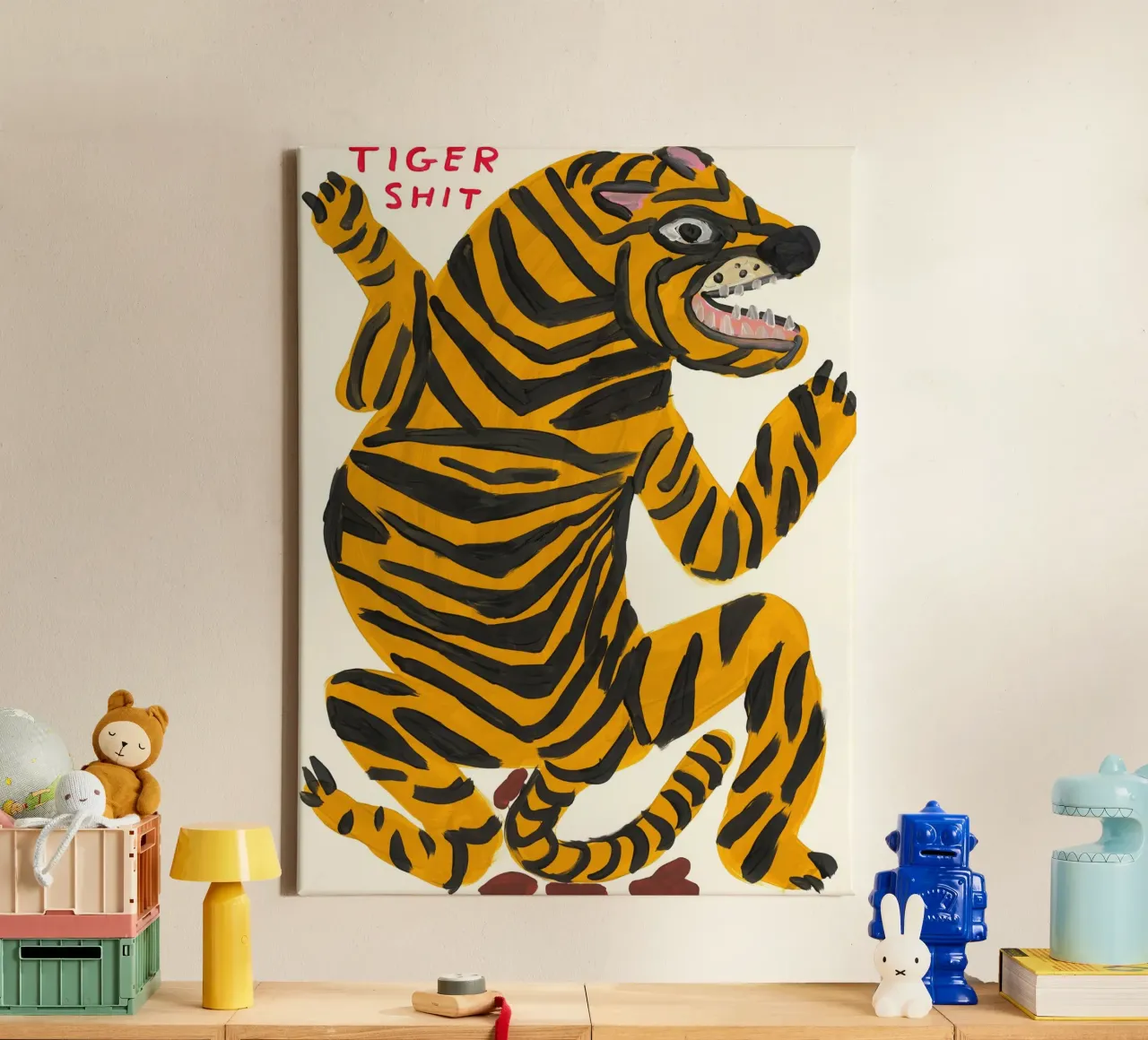 Tigre Mierda lienzo con Marco flotante de ushop god