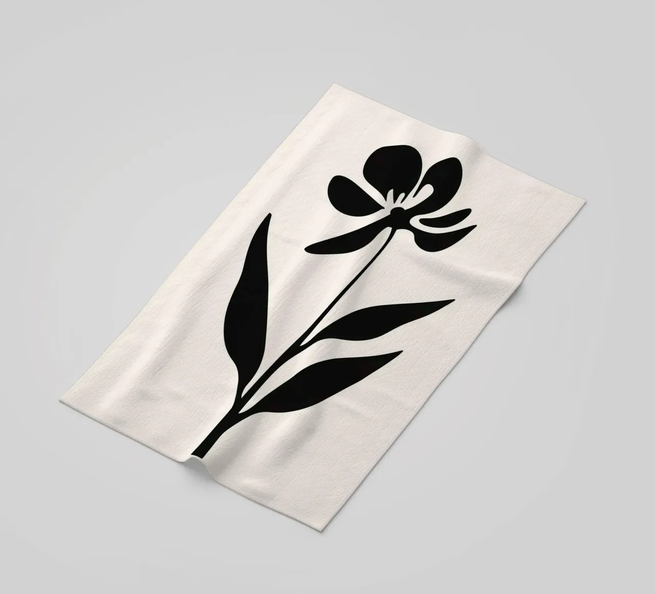 Silhouette di fiori in bianco e nero telo mare da Anna Müller