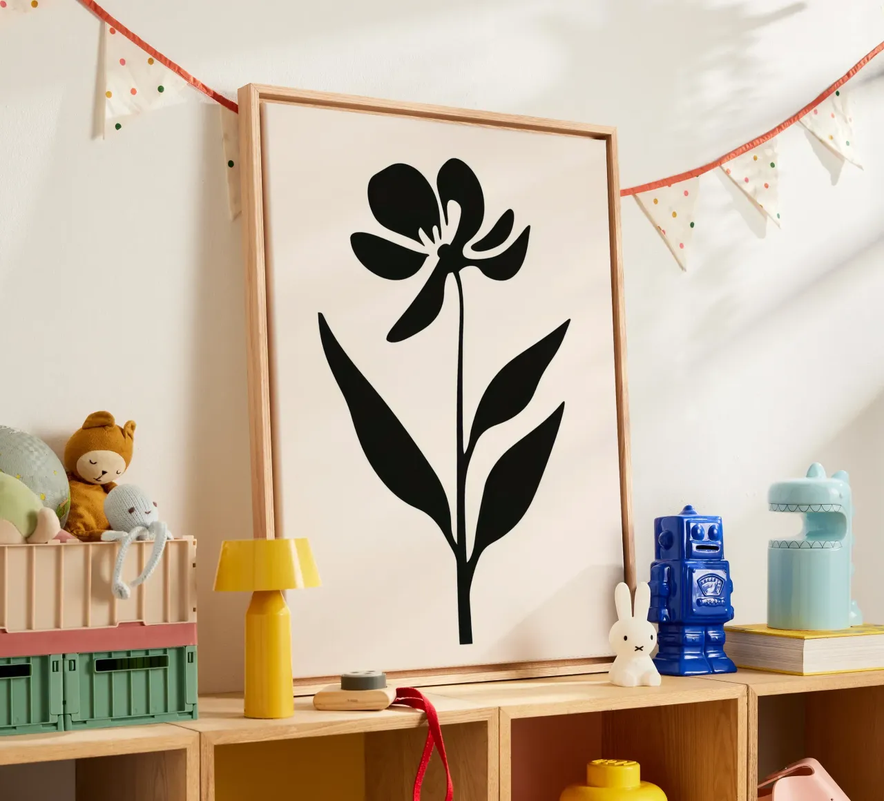 Silhouette di fiori in bianco e nero tela con Cornice a cassetta da Anna Müller