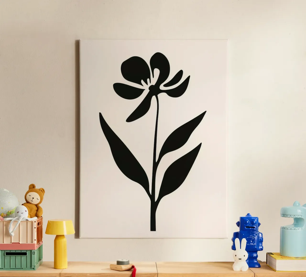Silhouette di fiori in bianco e nero tela con Cornice a cassetta da Anna Müller