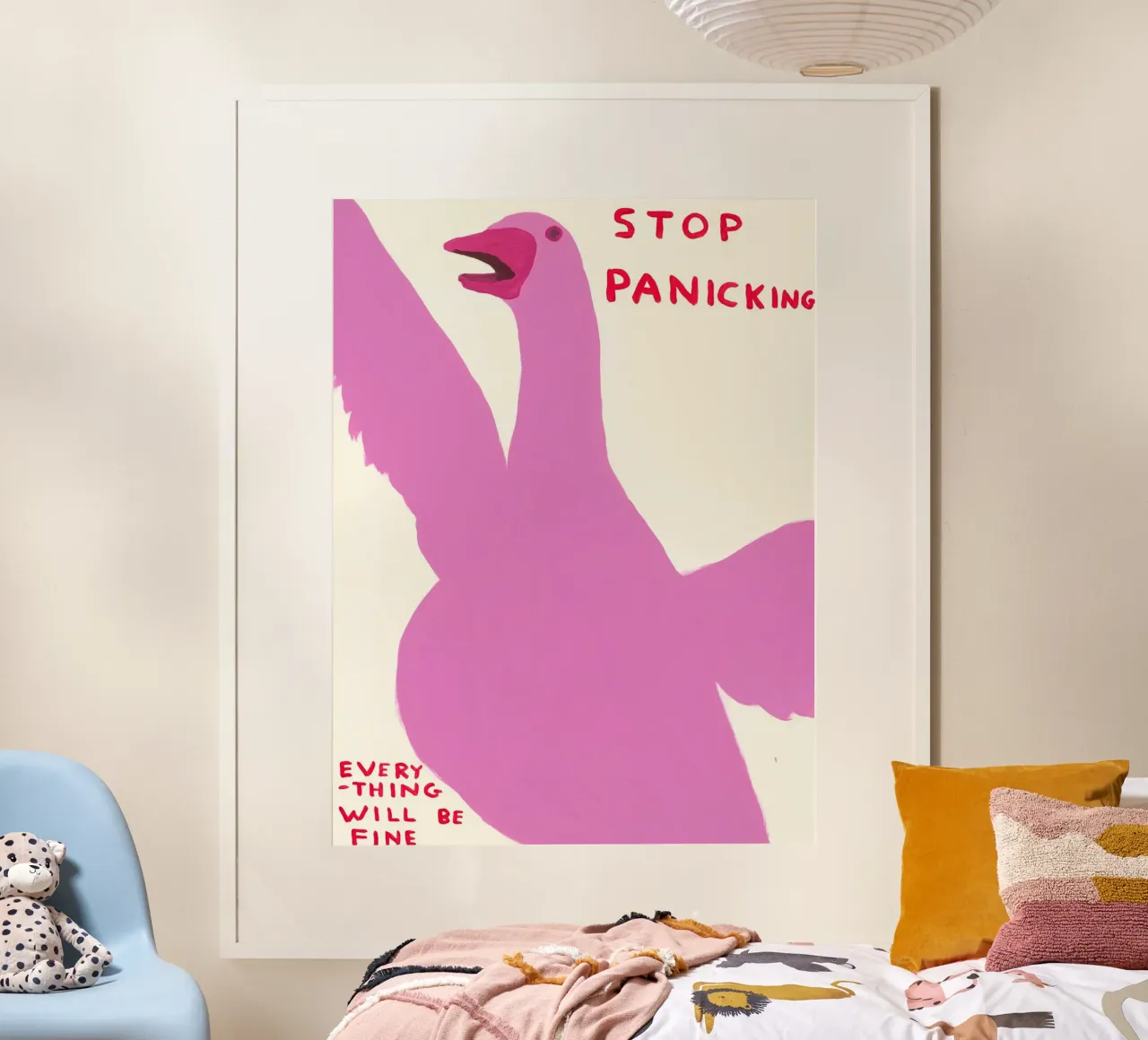 Smettere di farsi prendere dal panico poster con telaio in alluminio da ushop god