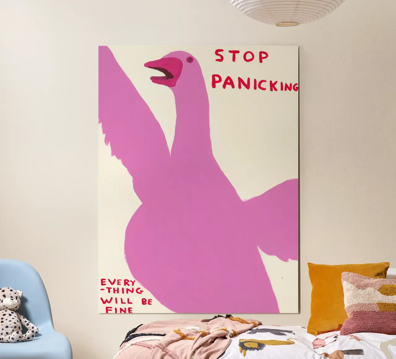 Smettere di farsi prendere dal panico poster con telaio in alluminio da ushop god
