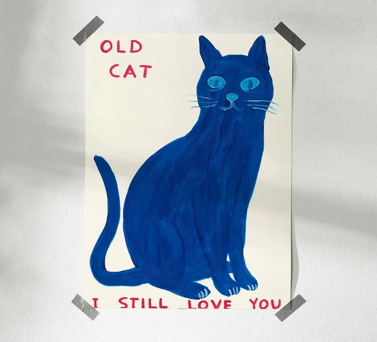 Vecchio gatto poster con telaio in legno da ushop god