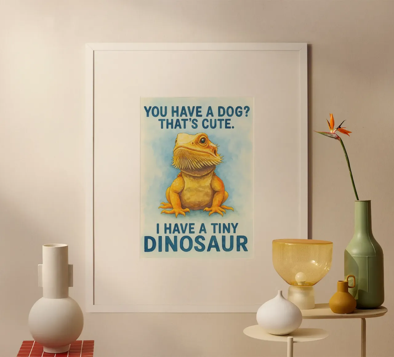 Ho un piccolo dinasauro divertente poster con telaio in alluminio da cepeducks
