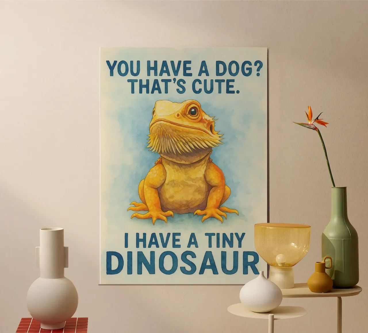 Ho un piccolo dinasauro divertente poster con telaio in alluminio da cepeducks