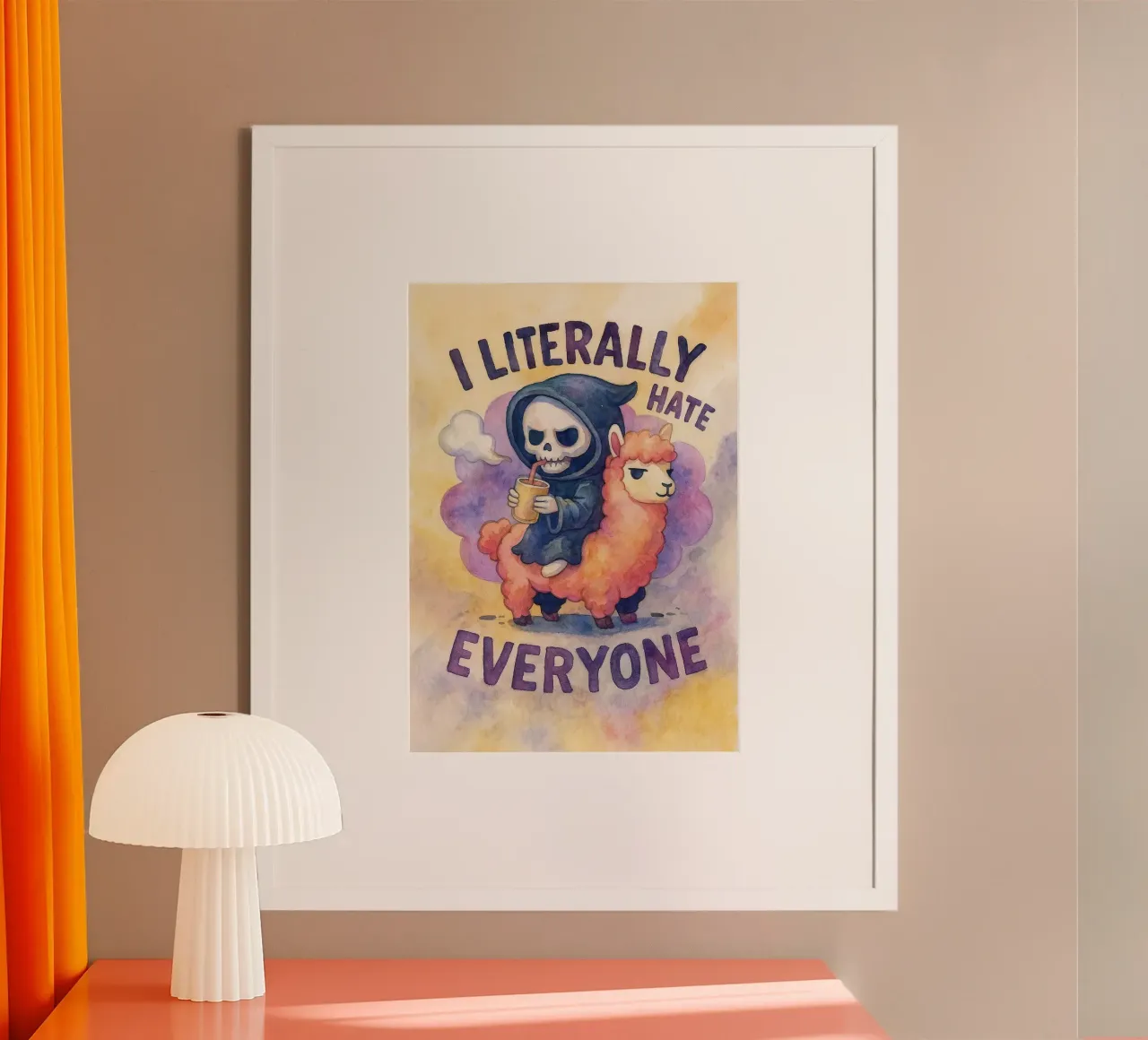 ik haat letterlijk iedereen die halloween grappig vindt poster met aluminium frame van cepeducks