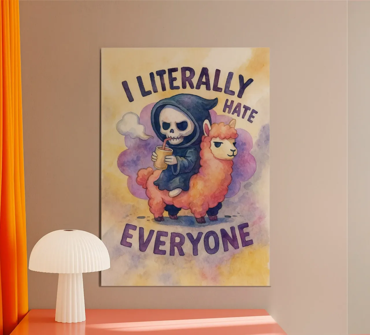 ik haat letterlijk iedereen die halloween grappig vindt poster met aluminium frame van cepeducks
