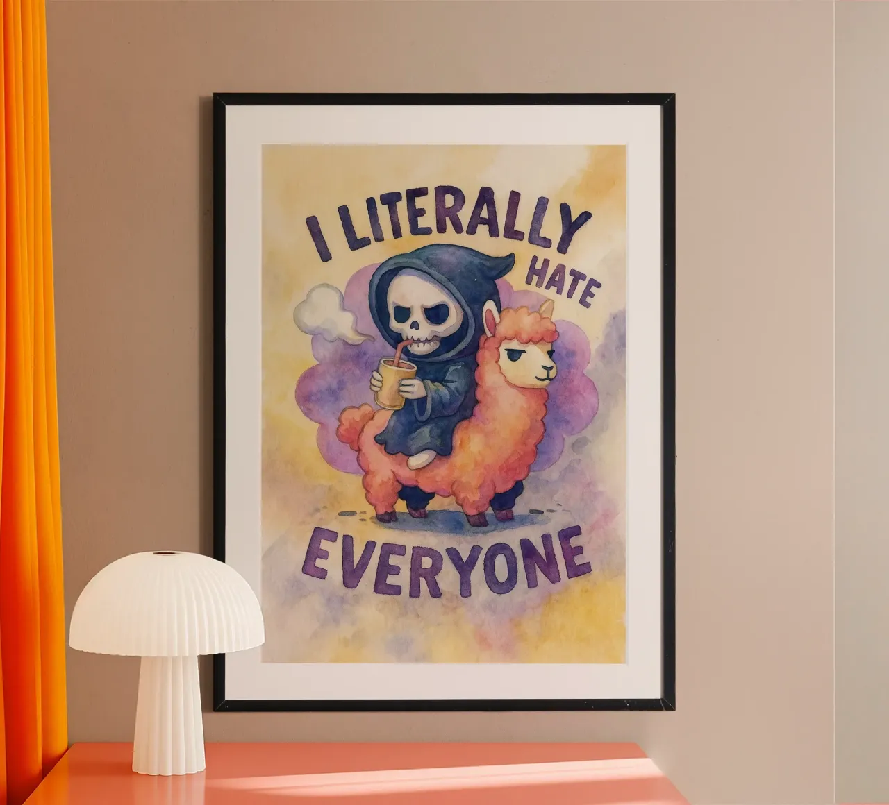 ik haat letterlijk iedereen die halloween grappig vindt poster met aluminium frame van cepeducks