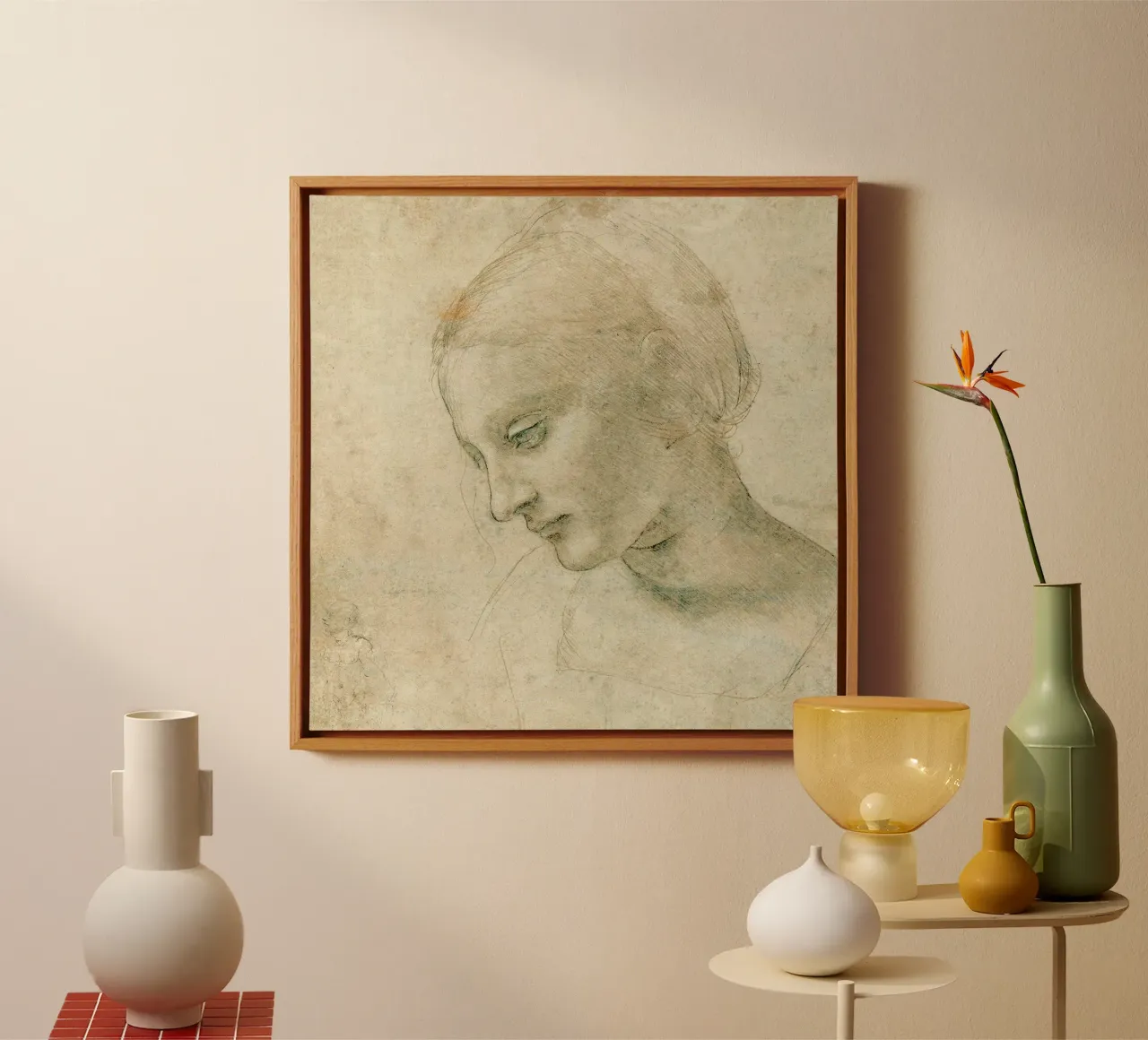 Testa femminile di profilo di Leonardo da Vinci tela con Cornice a cassetta da James McIntosh