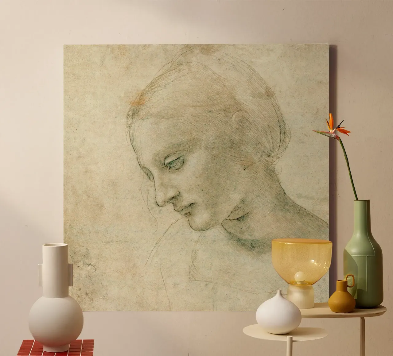 Testa femminile di profilo di Leonardo da Vinci tela con Cornice a cassetta da James McIntosh