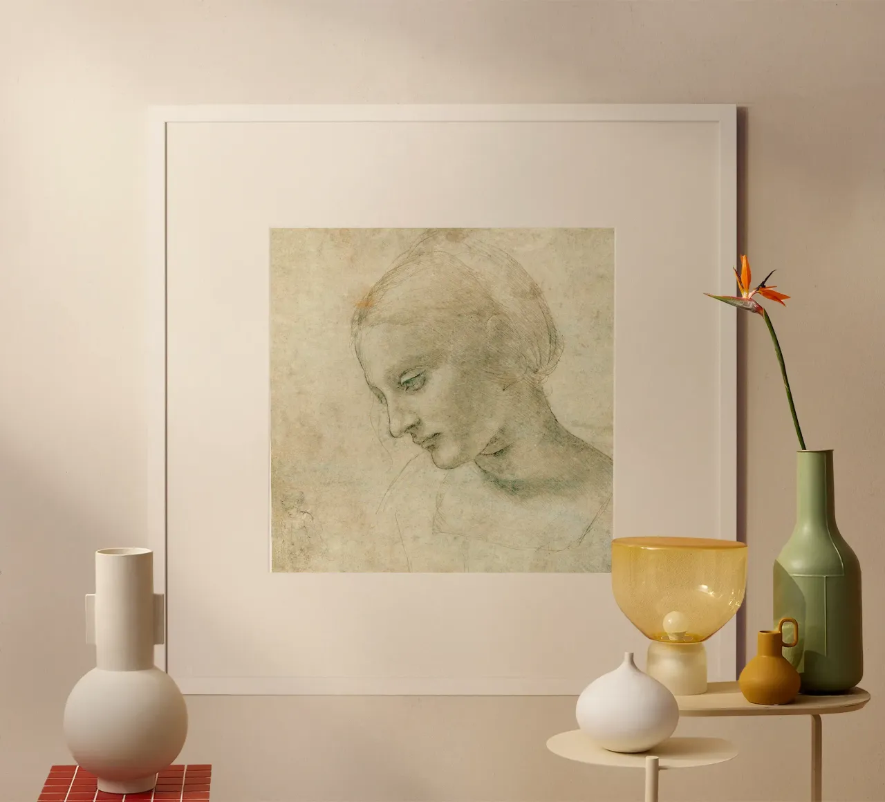 Testa femminile di profilo di Leonardo da Vinci poster da James McIntosh