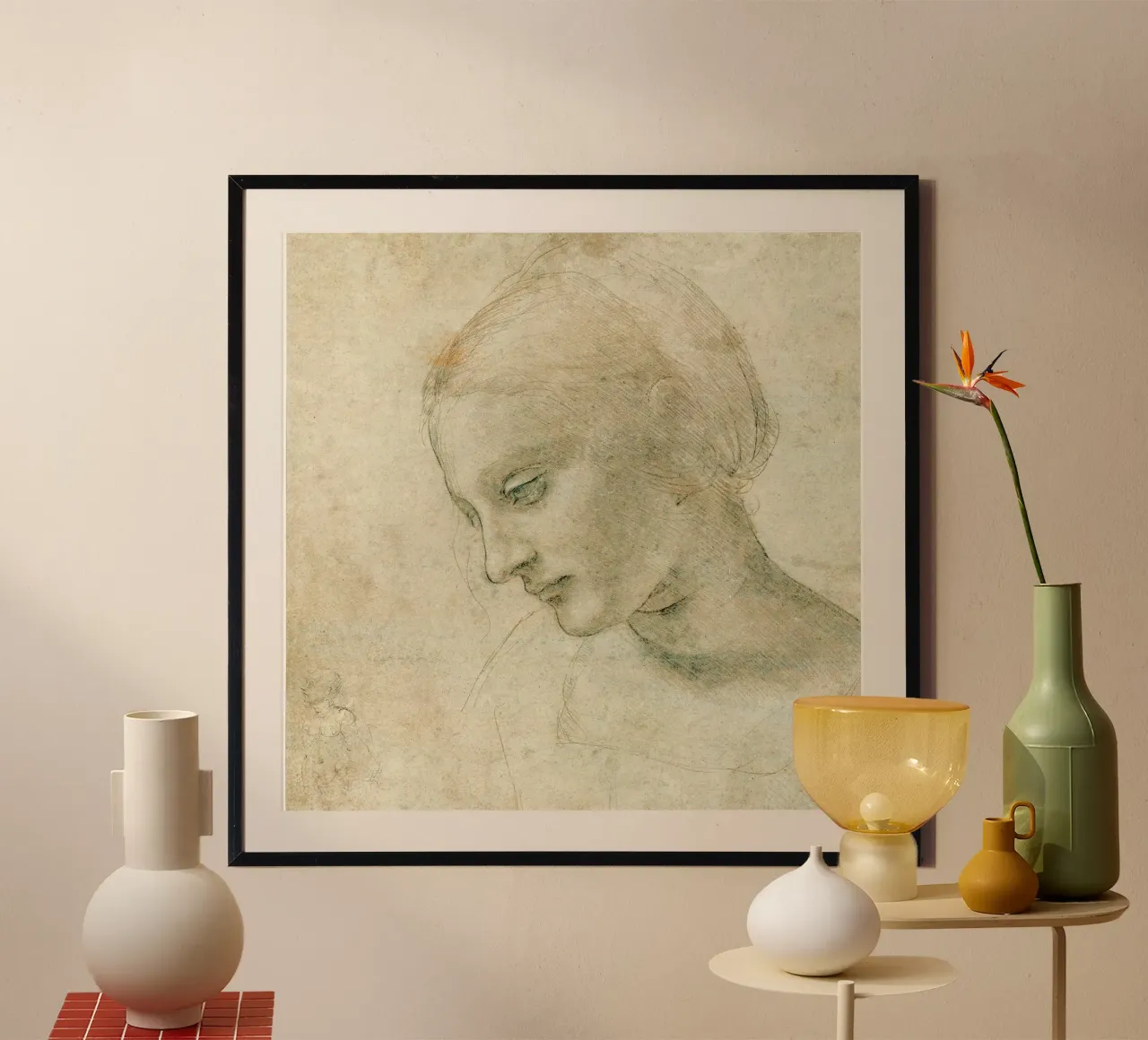 Testa femminile di profilo di Leonardo da Vinci poster da James McIntosh