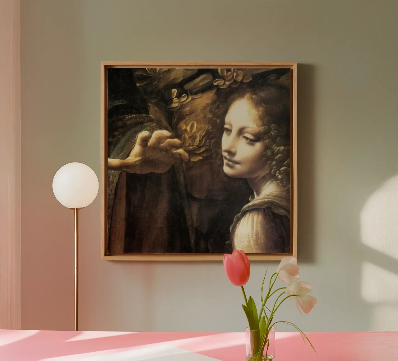Madonna delle rocce (particolare) di Leonardo da Vinci tela con Cornice a cassetta da James McIntosh