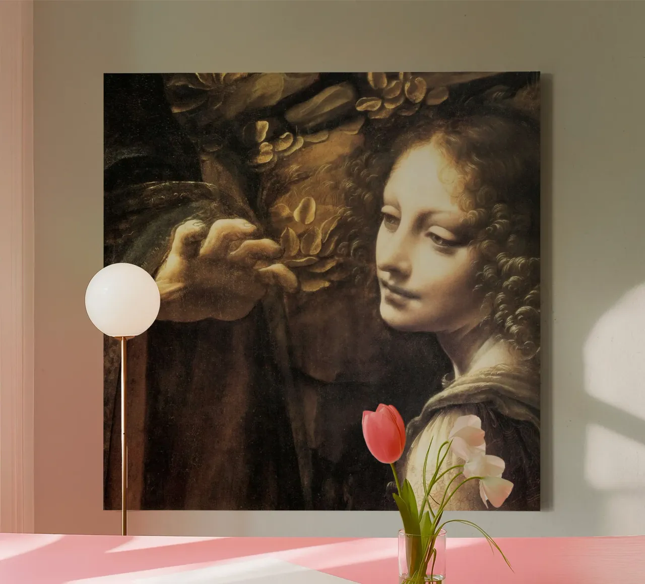 Madonna delle rocce (particolare) di Leonardo da Vinci tela con Cornice a cassetta da James McIntosh
