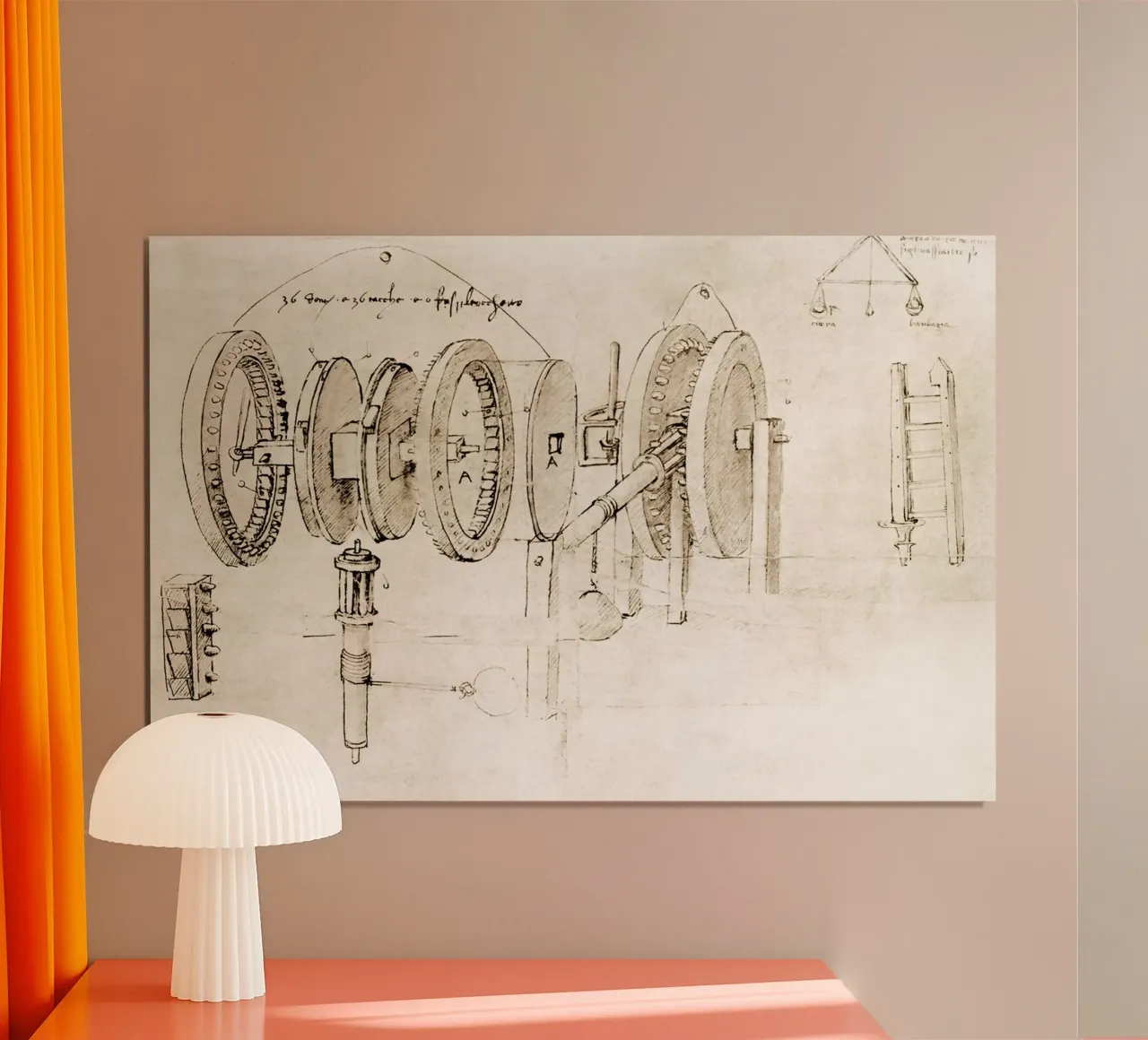 Progettazione meccanica di Leonardo da Vinci poster da James McIntosh