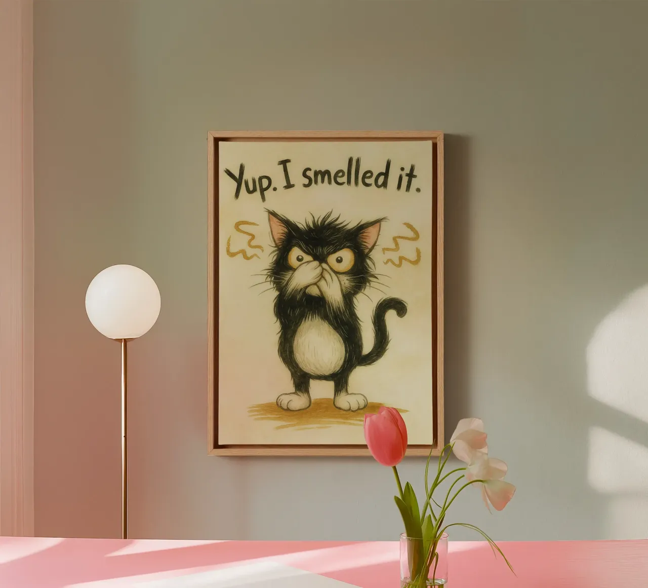 i smelled it funny cat canvas with Floater frame by cepeducks