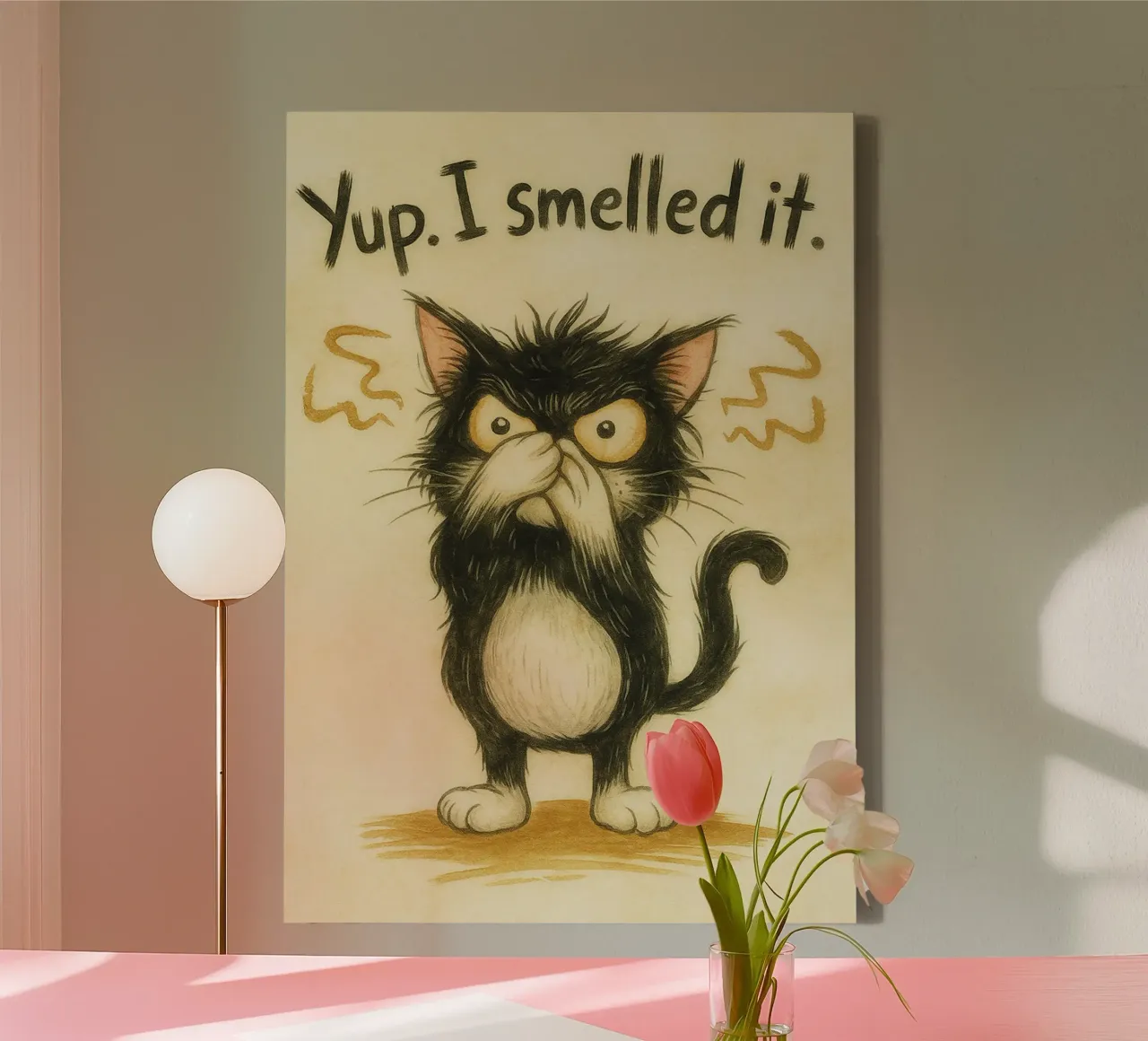 i smelled it funny cat canvas with Floater frame by cepeducks