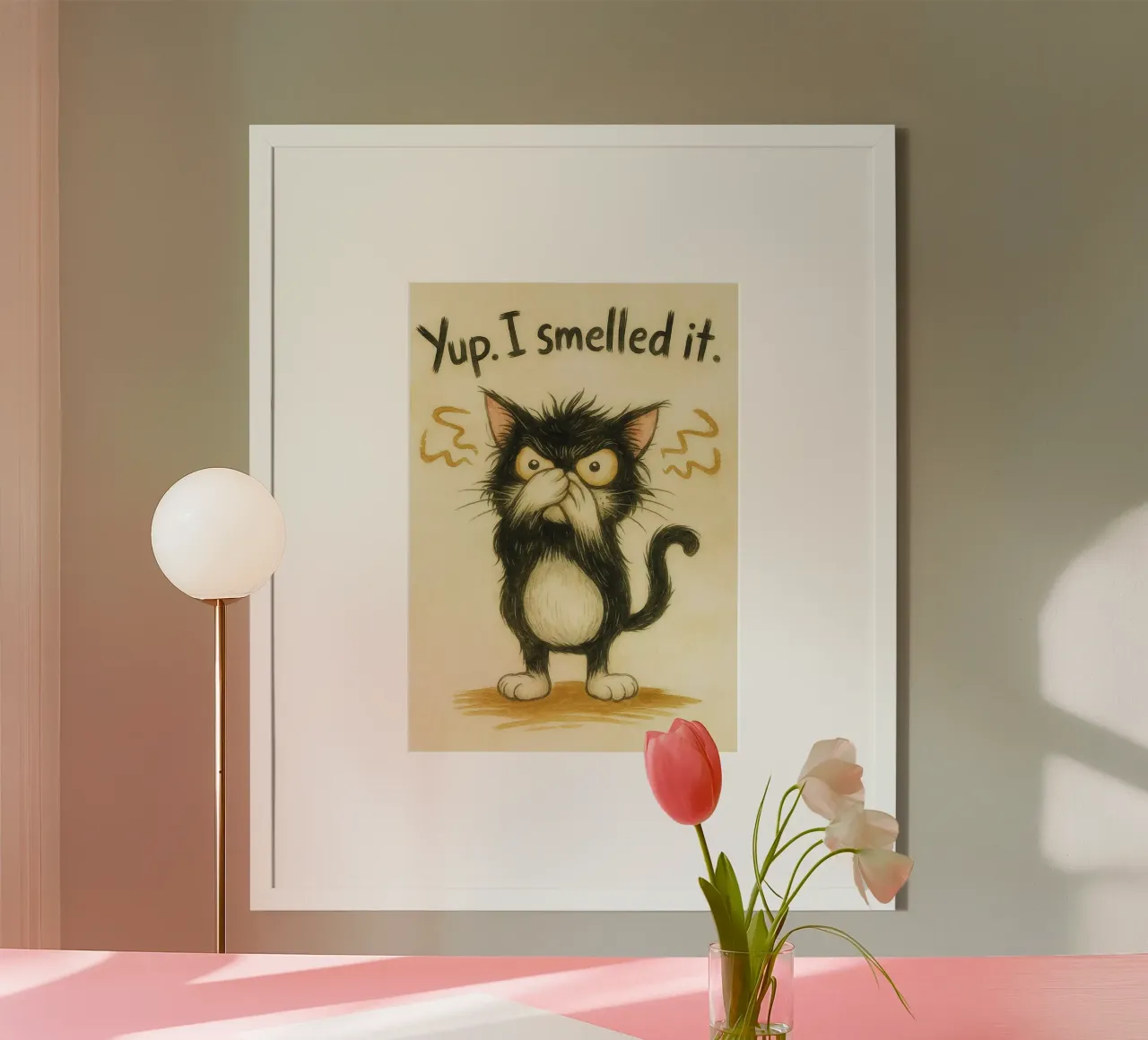 Ho sentito un odore strano di gatto poster con telaio in legno da cepeducks