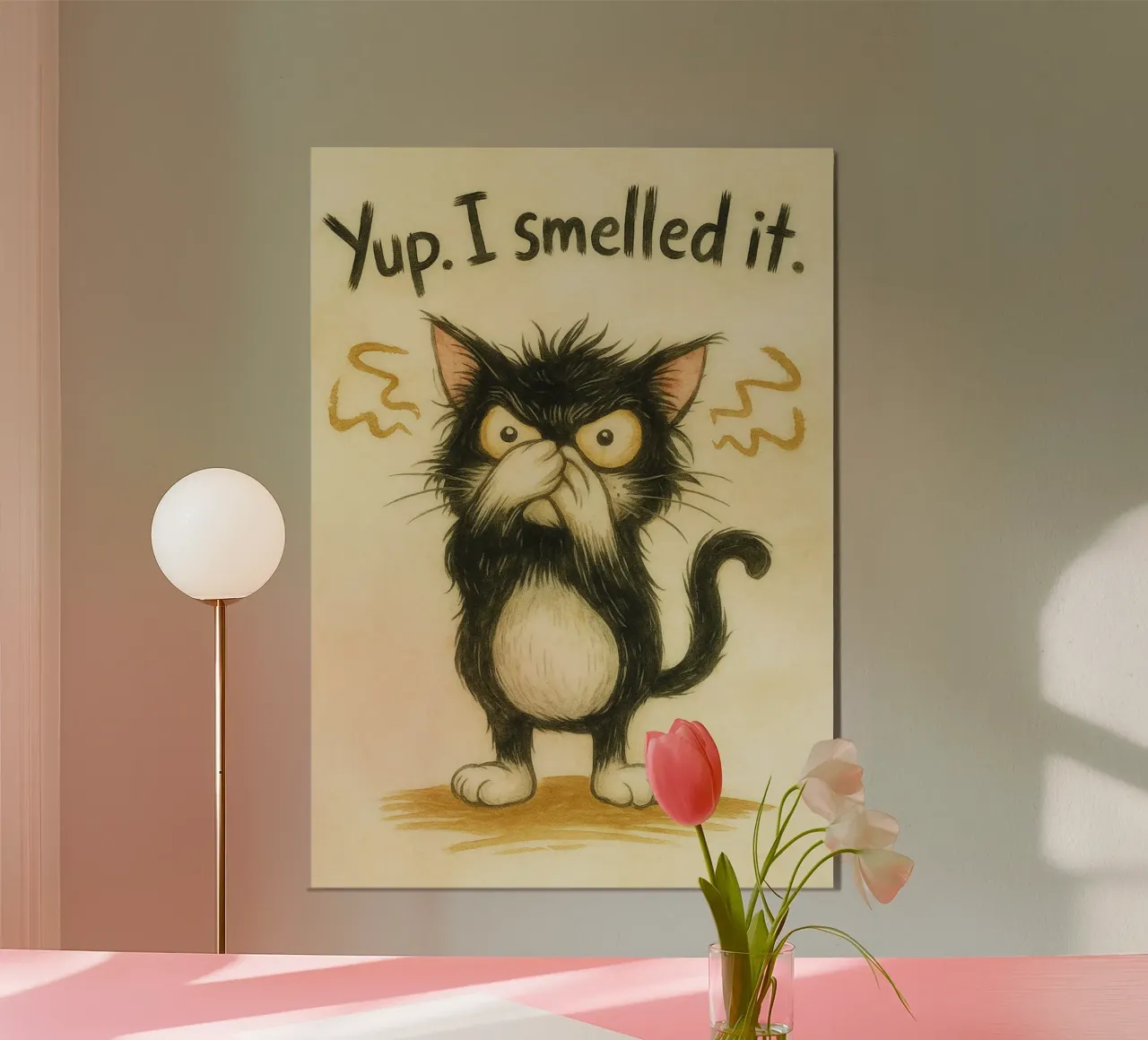 Ho sentito un odore strano di gatto poster con telaio in legno da cepeducks