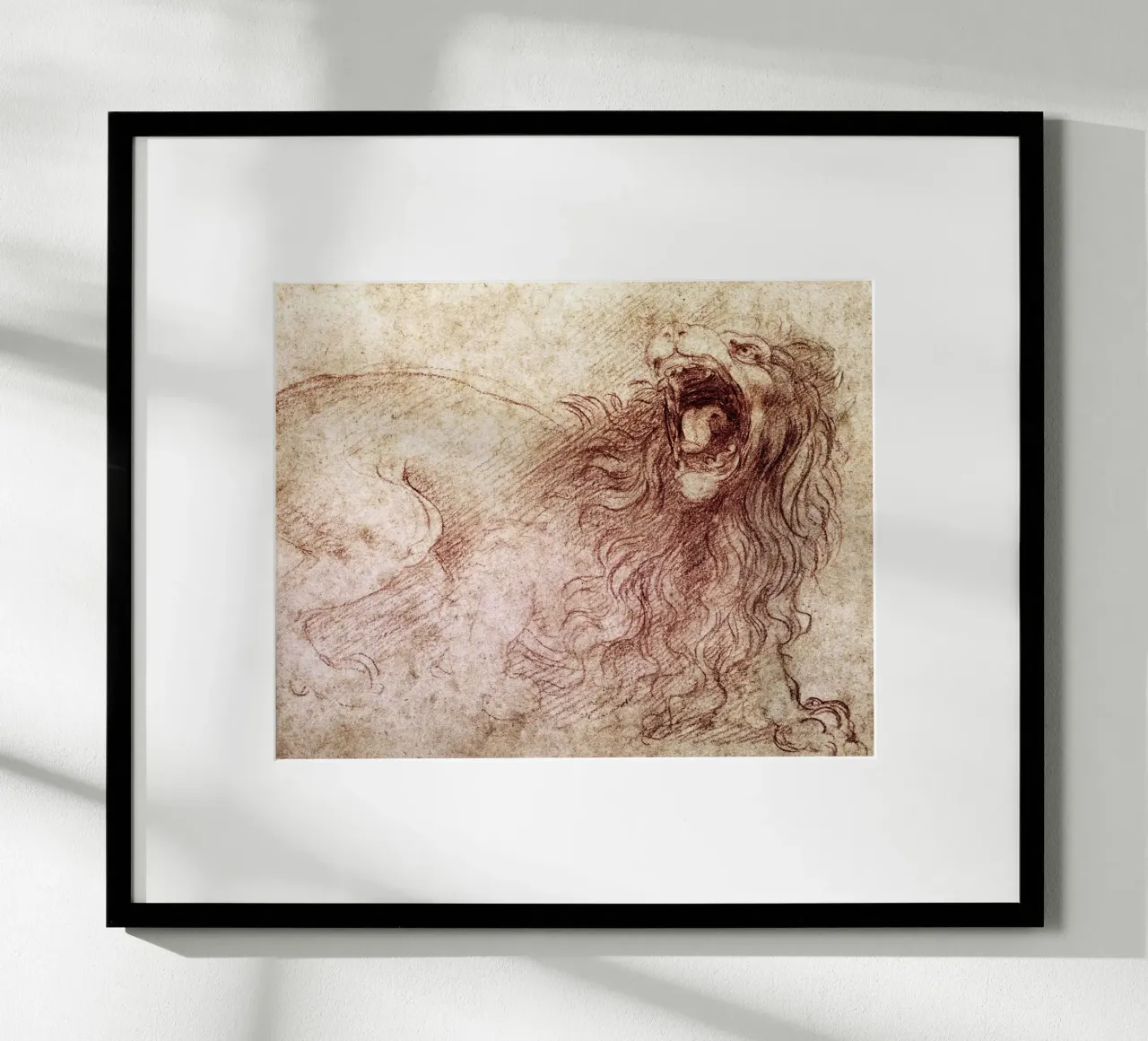 Schizzo di un leone ruggente di Leonardo da Vinci poster da James McIntosh