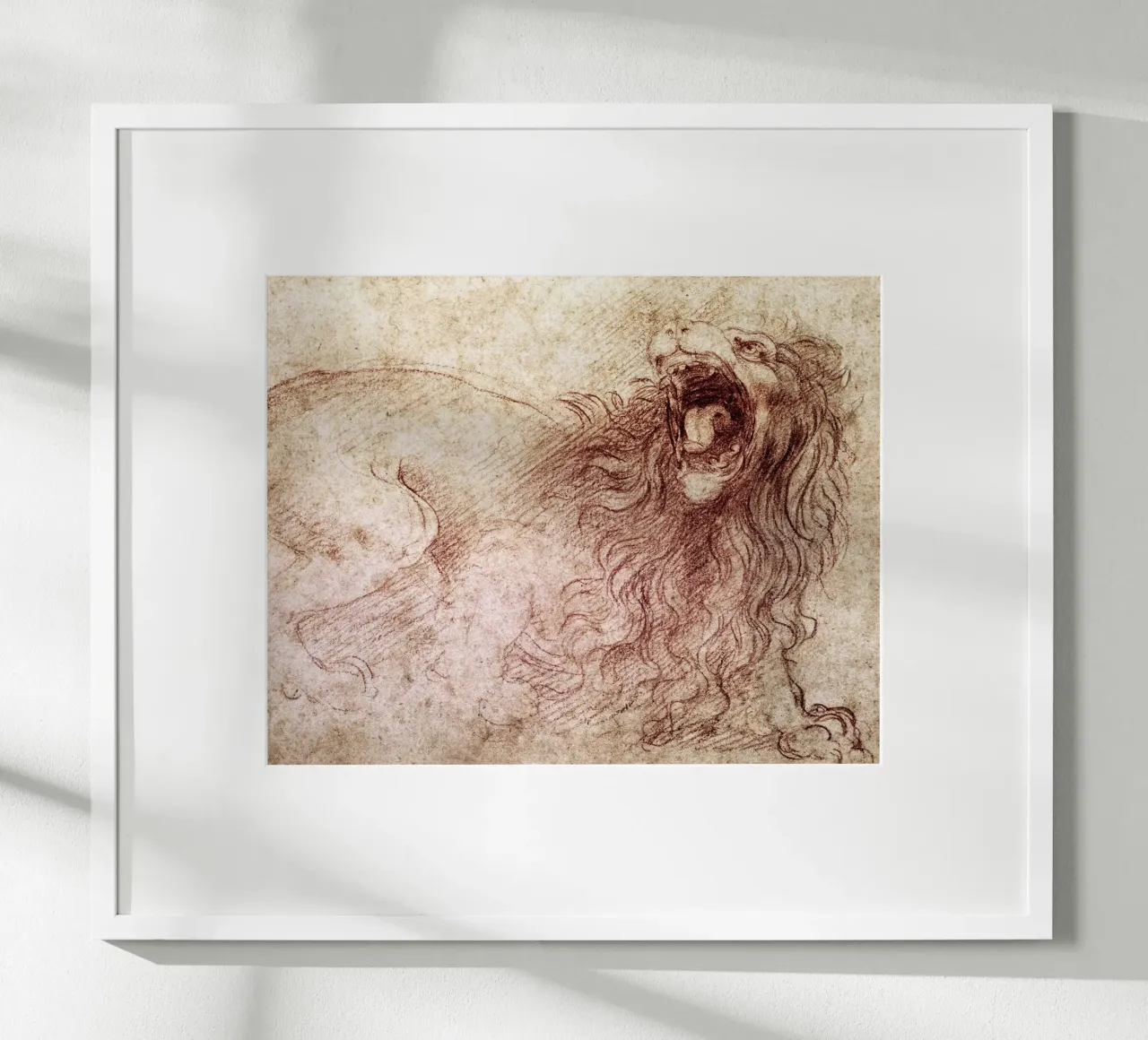 Schizzo di un leone ruggente di Leonardo da Vinci poster da James McIntosh