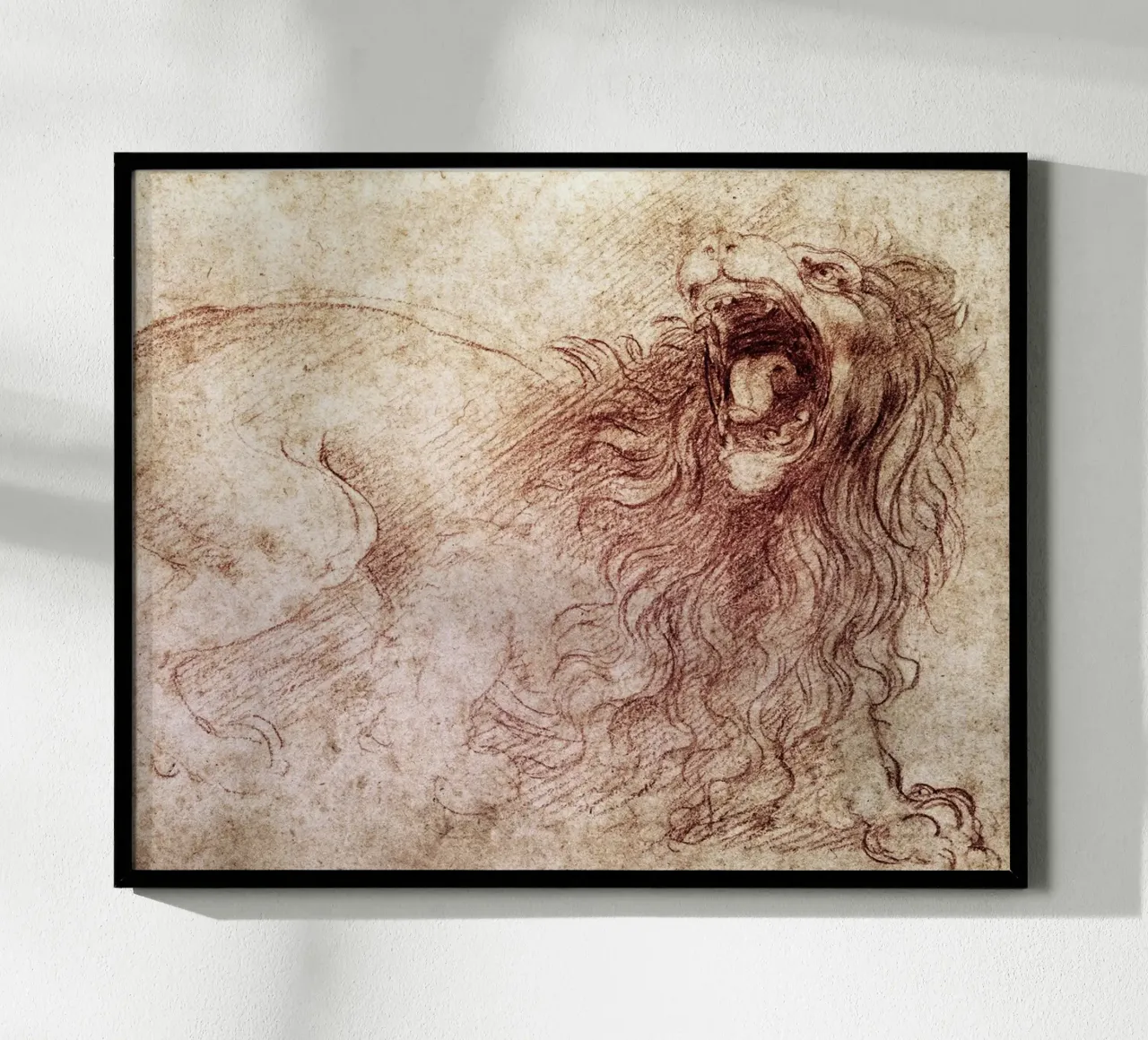 Schizzo di un leone ruggente di Leonardo da Vinci poster da James McIntosh