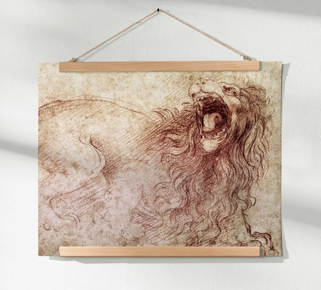 Schizzo di un leone ruggente di Leonardo da Vinci poster da James McIntosh