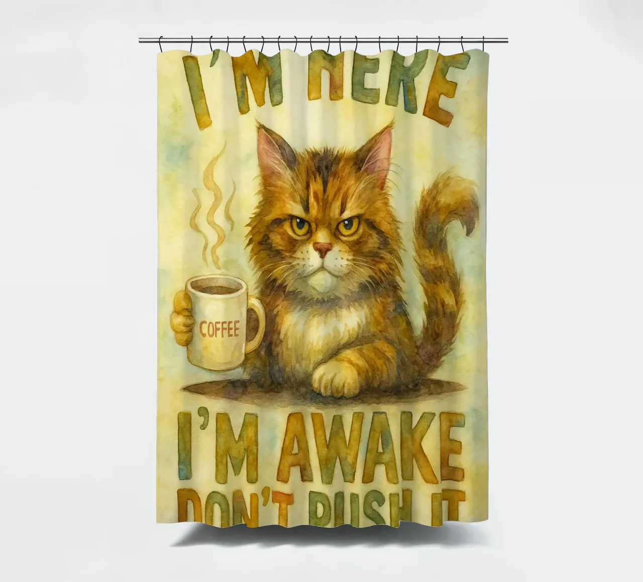 Ich bin hier, ich bin wach, treib es nicht zu weit, wütende Katze Duschvorhang von cepeducks