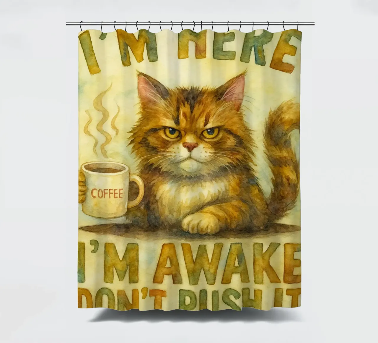Ich bin hier, ich bin wach, treib es nicht zu weit, wütende Katze Duschvorhang von cepeducks