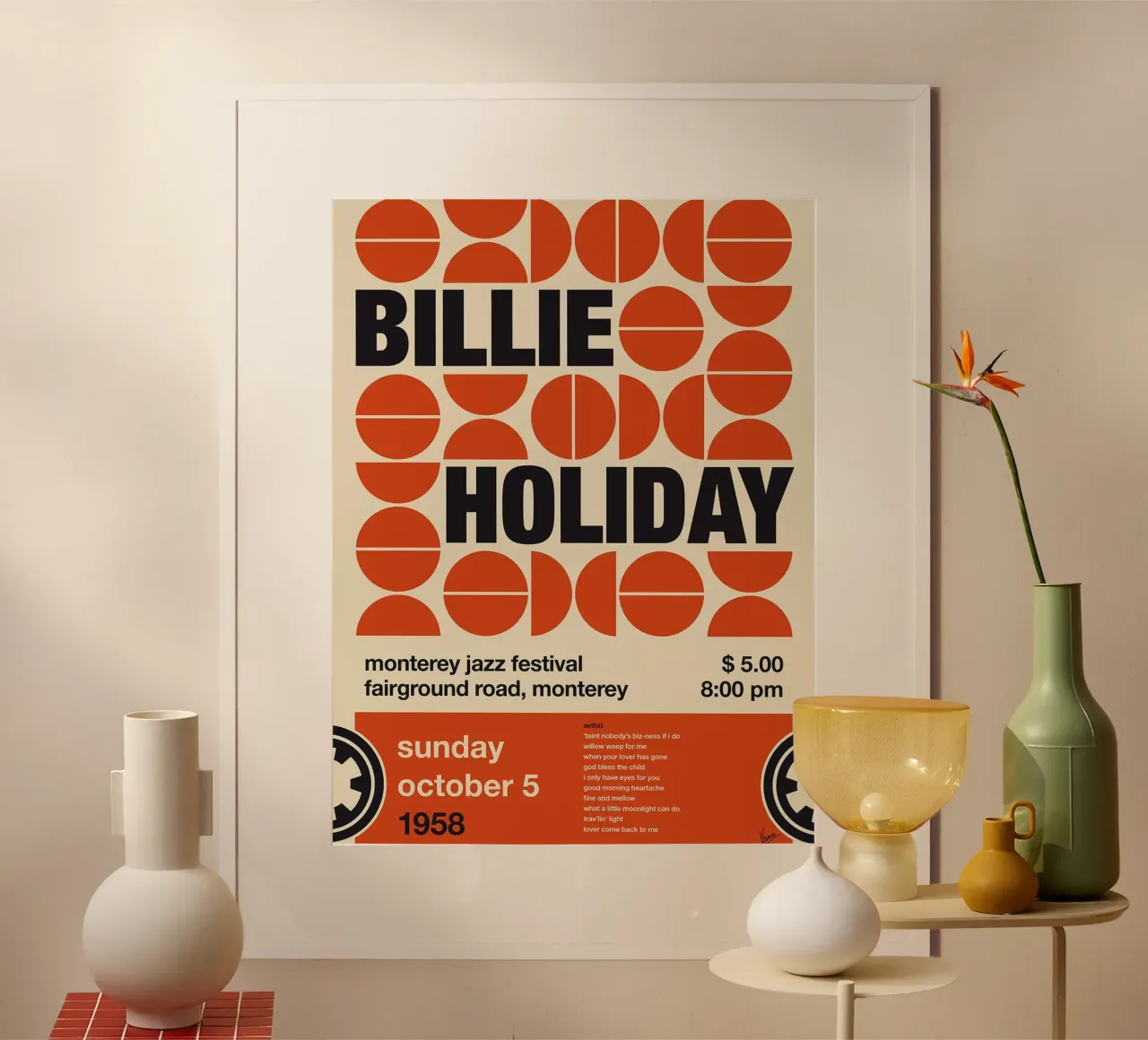 Concerto di Billie Holiday da Chungkong poster con telaio in alluminio da jammie