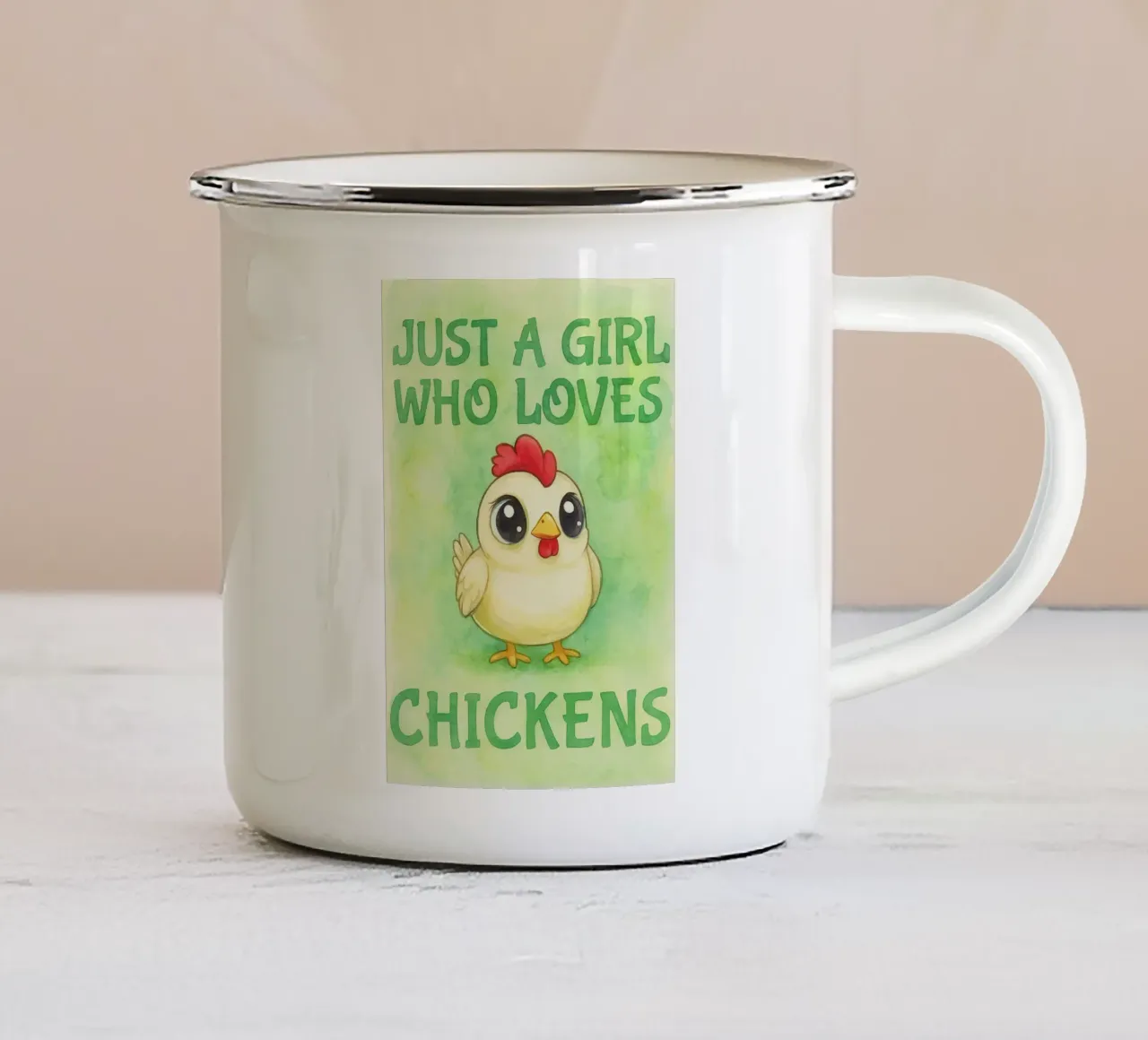 solo una ragazza che ama il pollo tazza in smalto da cepeducks