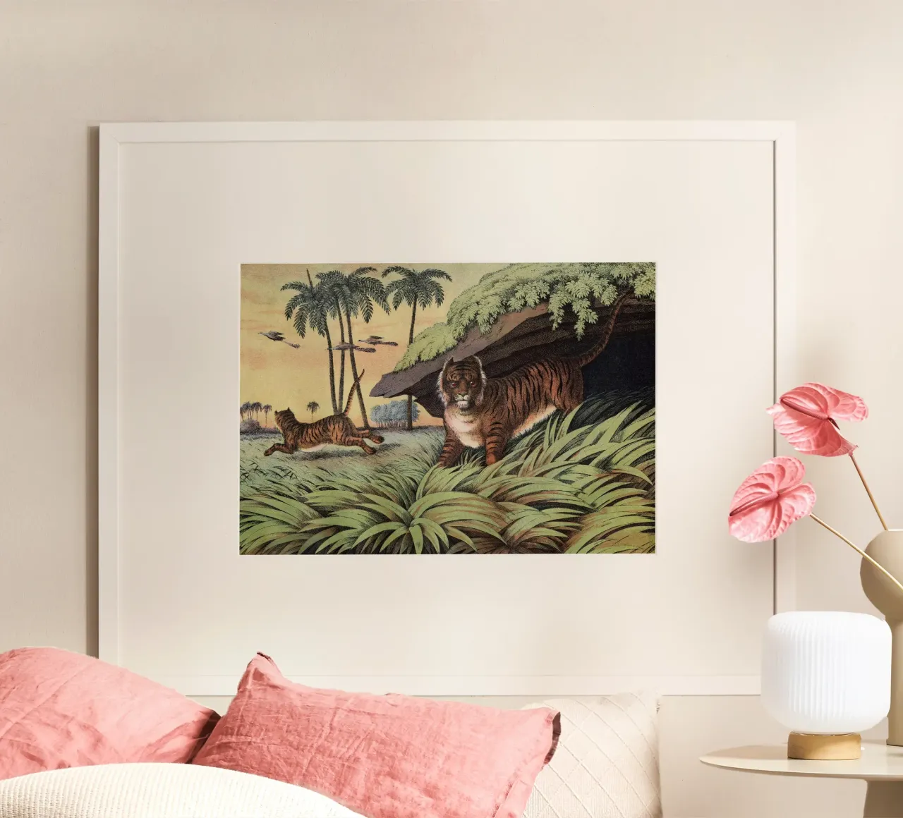 Vintage Kolb 2 Tafel 13 Tiger poster con telaio in plastica da Vintage Print Collection