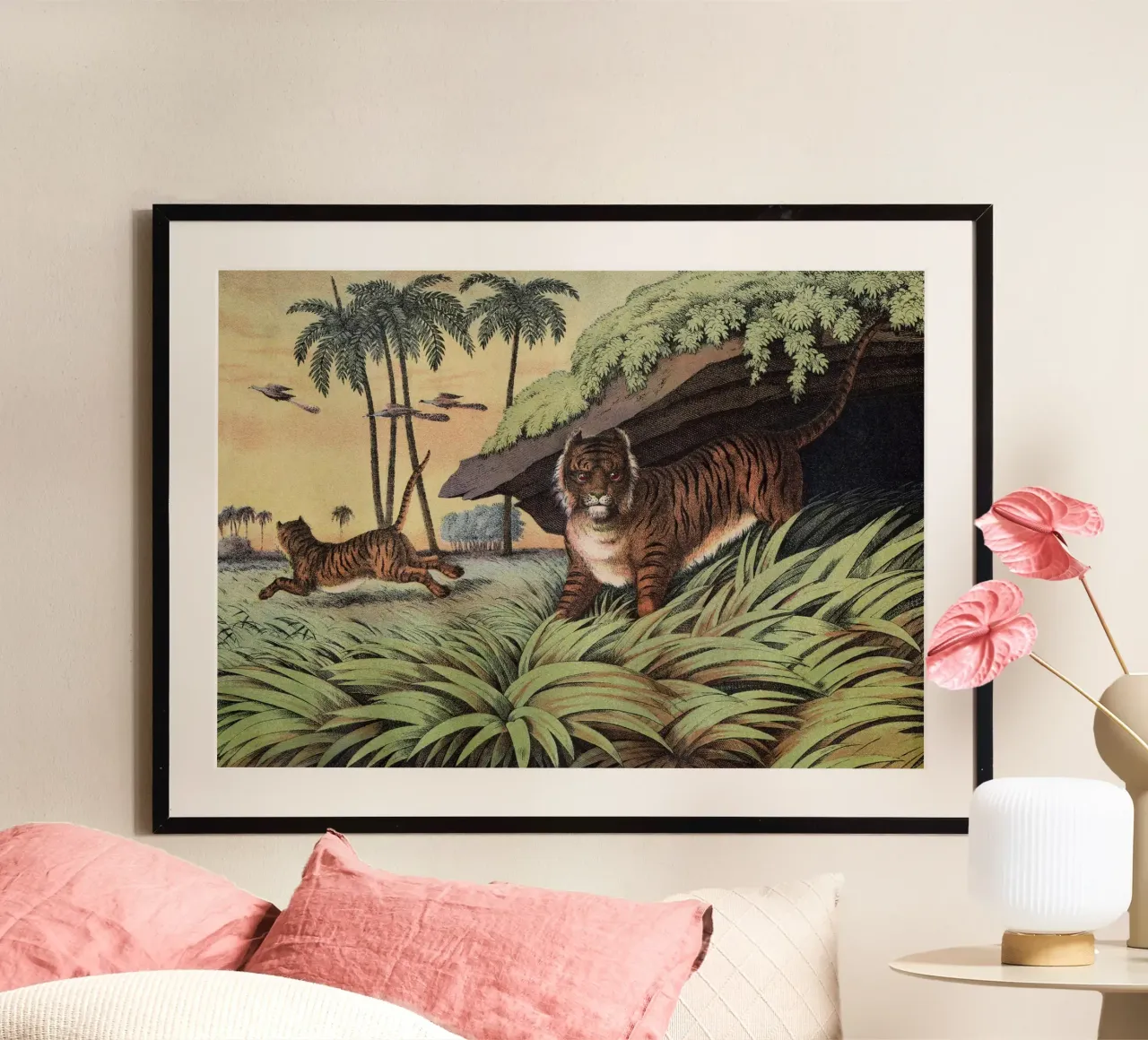 Vintage Kolb 2 Tafel 13 Tiger poster con telaio in plastica da Vintage Print Collection