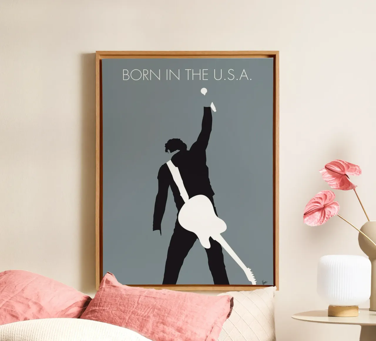 Bruce Springsteen, nacido en EE.UU. por Chungkong lienzo con Marco flotante de jammie