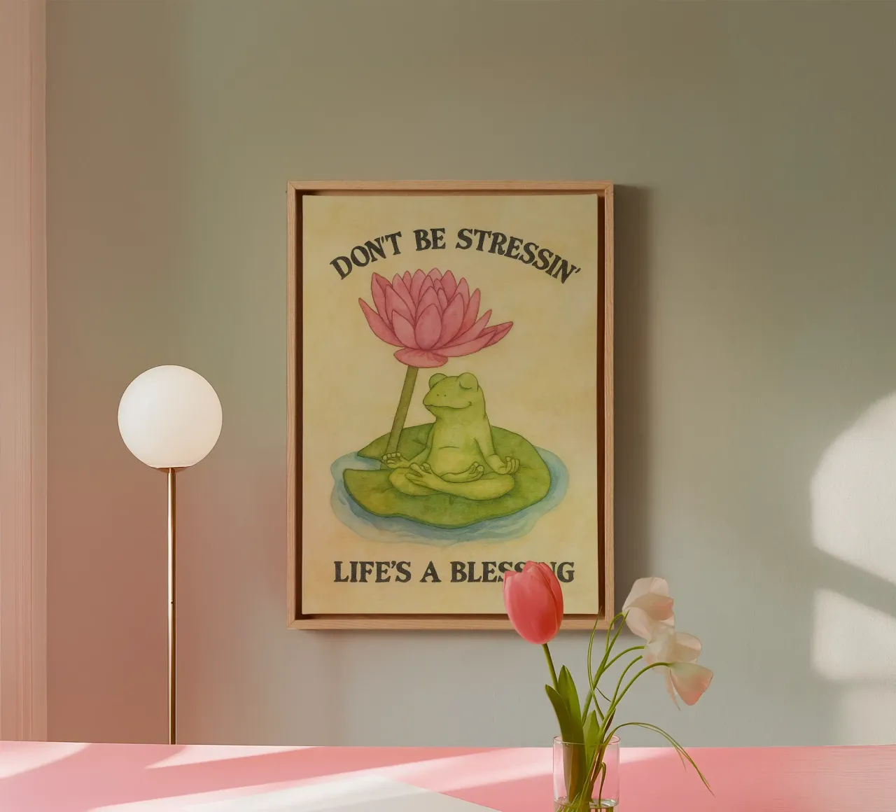 life is a blessing funny frog canvas with Floater frame by cepeducks