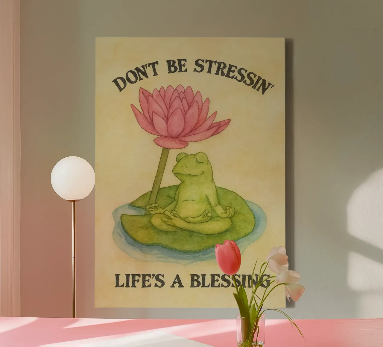 life is a blessing funny frog canvas with Floater frame by cepeducks
