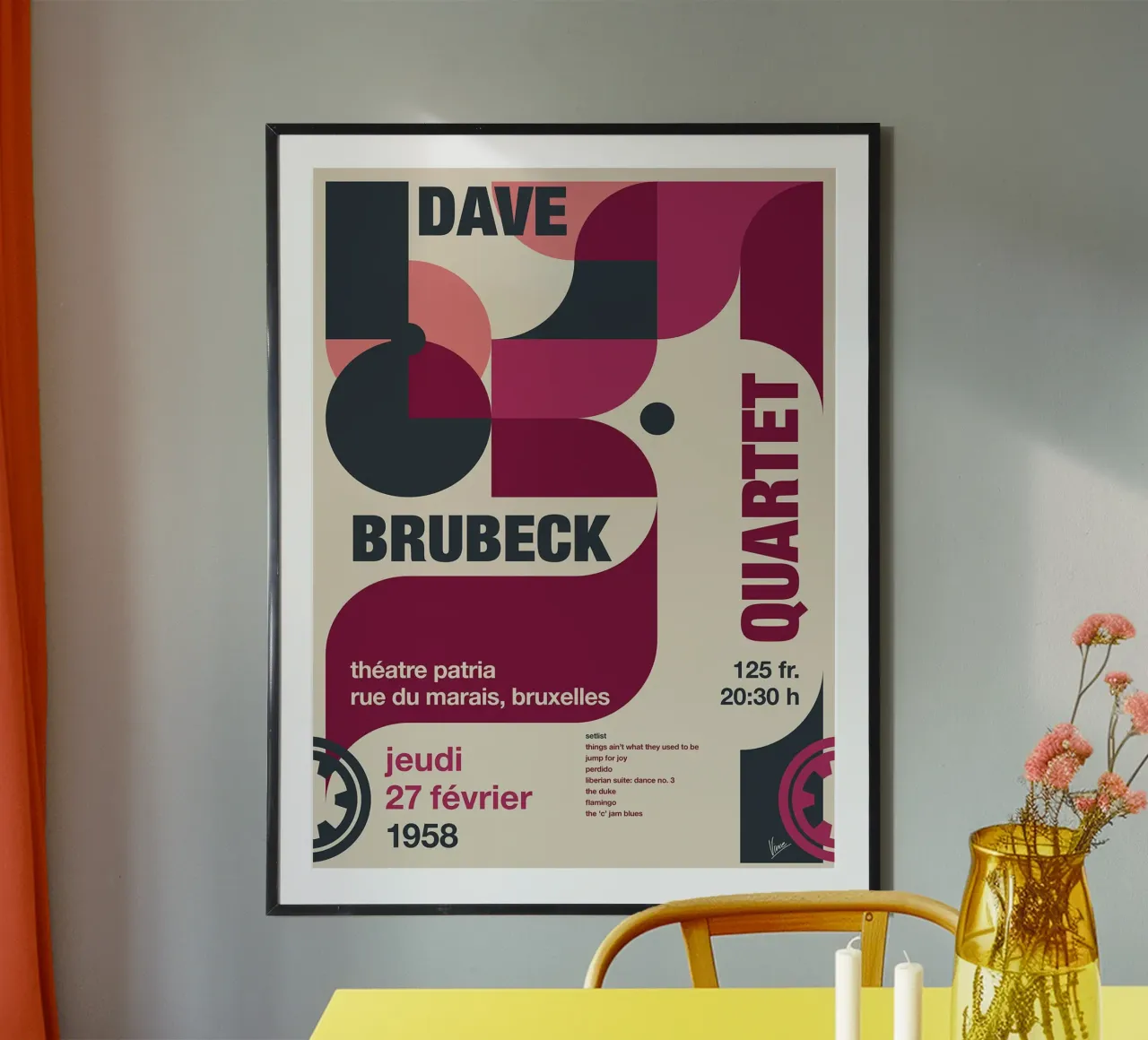 Quartetto Dave Brubeck di Chungkong poster con telaio in alluminio da jammie