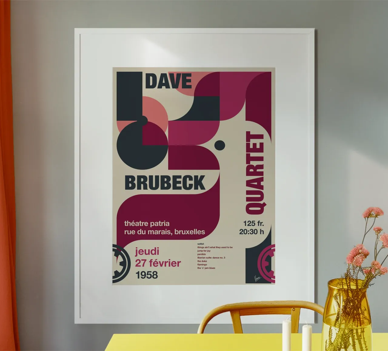 Quartetto Dave Brubeck di Chungkong poster con telaio in alluminio da jammie