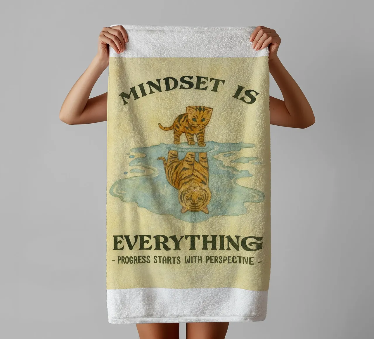 mindset is everything cat towel by cepeducks