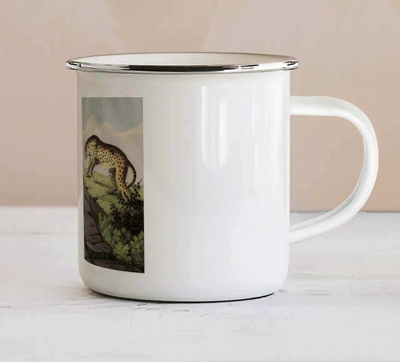 Vintage Kolb 2 Tafel 14 Gepard tazza in smalto da Vintage Print Collection