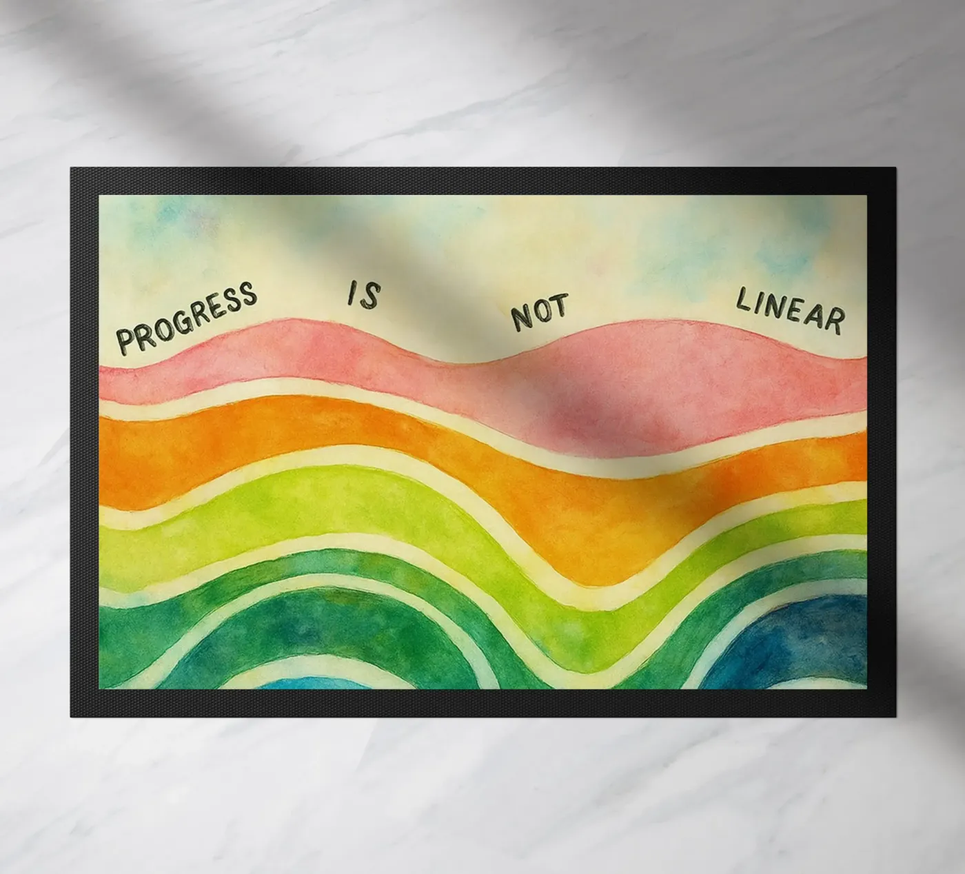 progress is not linear doormat by cepeducks